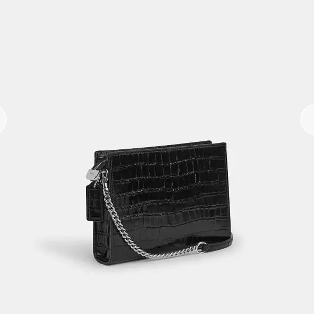 Coach Slim Crossbody Croc Embossed Bag Black - Picture 15 of 16